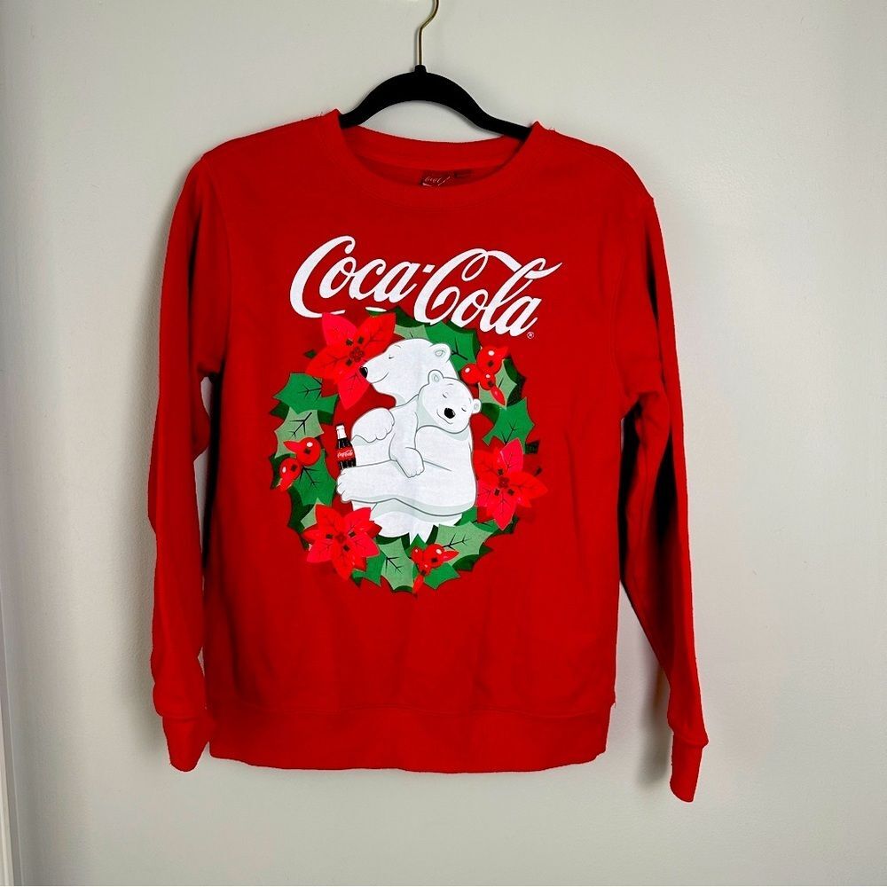 Coca-Cola Crewneck Christmas Sweater Red Bears Small Holiday Festive
